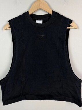 Gymshark Black Cropped Muscle Tank Top Active Size Small A5A5R Women’s